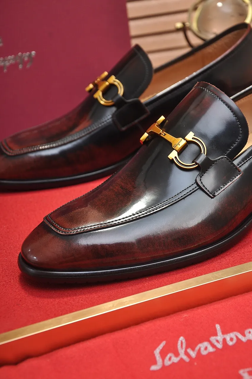 Men's shoes 💰500💶[Ferragamo/Ferragamo] The latest model in the counter. Original imported high-quality cowhide with open edges + imported 🐂 water-dyed cowhide lining + original luxury metal buckle + original combined outsole. Comparison without pressure 38--45 (45 is custom-made and cannot be returned or exchanged)
